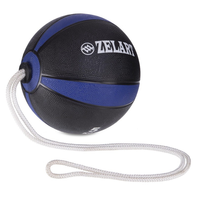 Мяч медицинский Tornado Ball Zelart FI-5709-5 5кг черный-синий - фото 7 - id-p1135312399