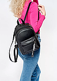 Маленький повсякденний стильний рюкзак жіночий для прогулянок, чорний, фото 7