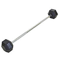 Штанга фіксована пряма обгумована Rubber Hexagon Barbell 30кг Record TA-6230-30 (гриф l-95см)