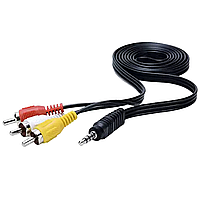 AV кабель Jack 3.5 to 3RCA 1.5 метра для передачі відео та аудіо сигналу Кабель RCA тюльпан для телевізора