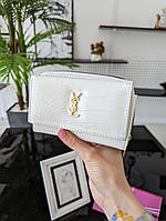 Женский кошелек Yves Saint-Laurent белый рептилия Ив Сен Лоран YSL