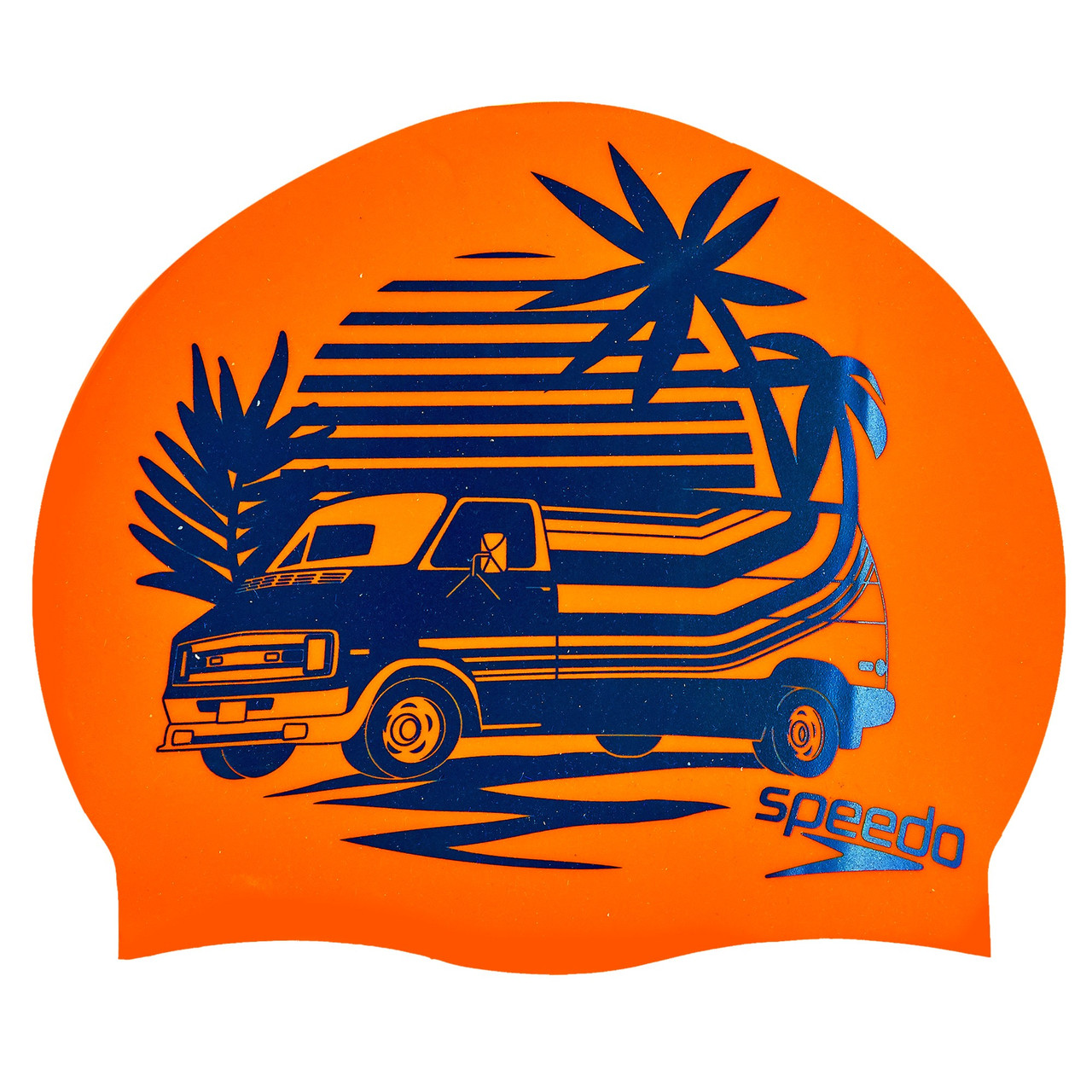 Шапочка для плавания SPEEDO SLOGAN PRINT 808385C859 (силикон, оранжевый-синий)