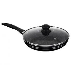 Сковорода Unique UN-5162 з мармуровим антипригарним покриттям та кришкою 20см Black (3_03074)