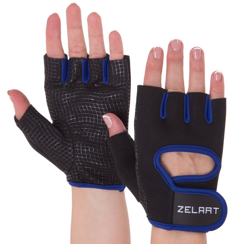 Рукавиці для фітнесу рукавички спортивні Zelart Fitness Gloves 3885 розмір XS Black-Blue