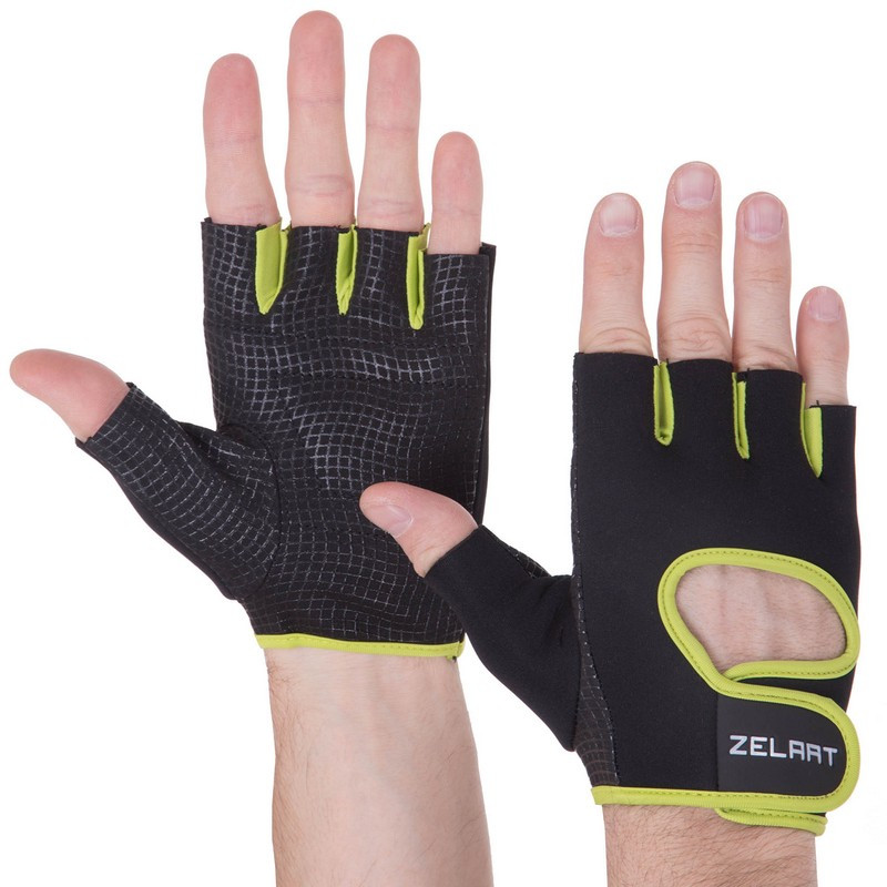 Рукавиці для фітнесу рукавички спортивні Zelart Fitness Gloves 3885 розмір M Black-Yellow