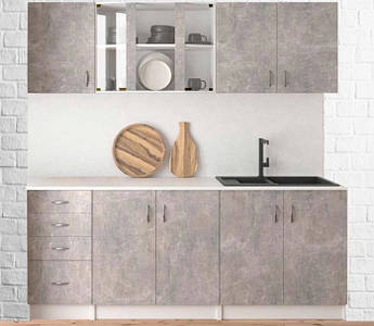 Кухня Каріна 2м (кухонний набір меблів), комплект білий індастріал СМ
