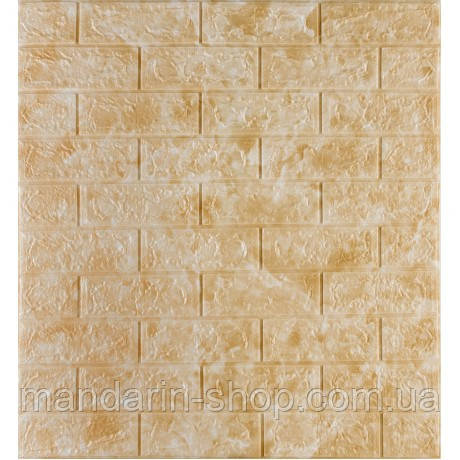 Самоклеючі шпалери Декоративна 3D панель ПВХ 1шт, під цеглу бежевий мармур 3 мм, фото 1