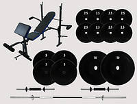 Набор универсальная скамья 7F L310 + штанга + гантели 72 кг для тренировок дома Shopik