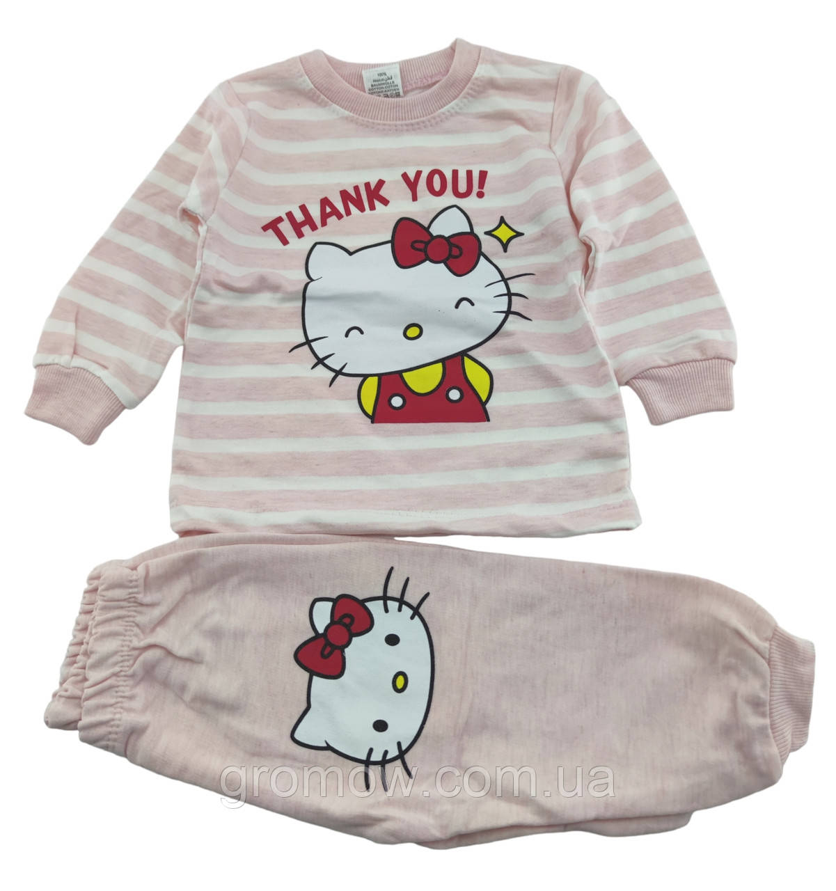 Піжама дитяча 1 рік Туреччина бавовна з довгими рукавами та принтом рожевий (ПЖ117), фото 1