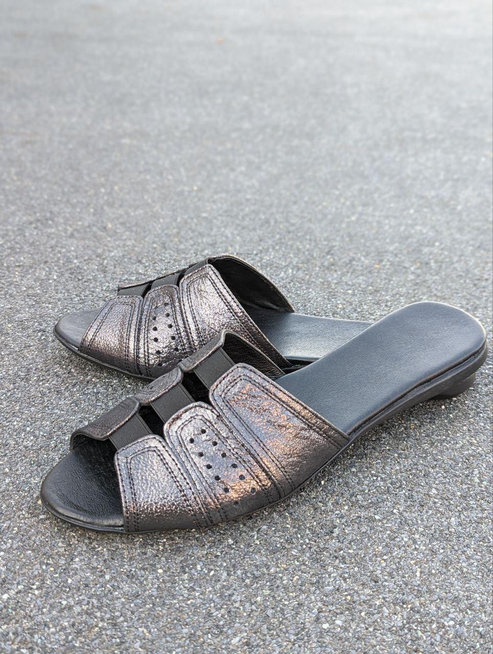 STTOPA Розміри 40-45. Шльопанці великих розмірів на широку ногу шкіряні. 122-4045 Чорні, фото 1