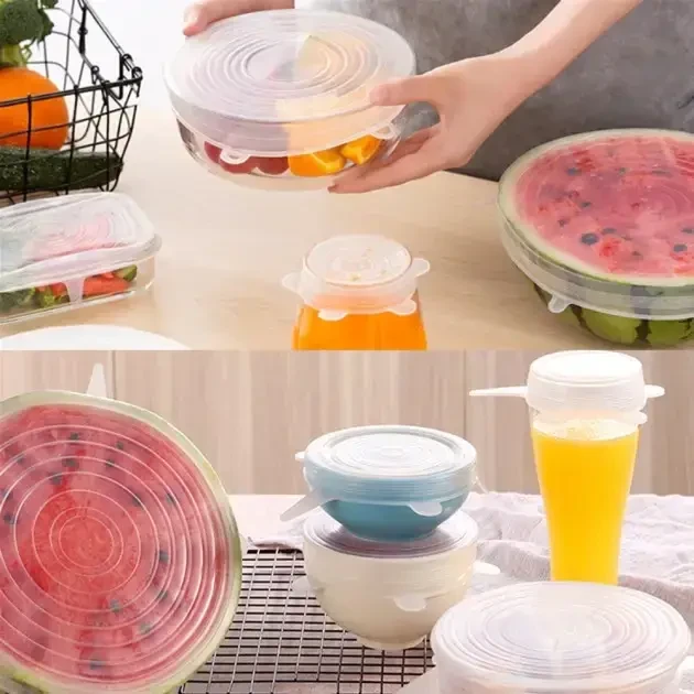 Набір силіконових кришок універсальні 6шт для посуду