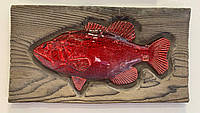 Картина керамическая, Картинка из глины, Картина декор, Картина декоративная Рыба
