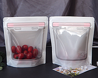Пакет с зип застежкой для продуктов, пищевой прозрачный пакет струна Банка розовая 20х18 см для заморозки