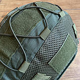 Балістичний тактичний шолом NTS Fast USA NIJ IIIA олива з навушниками та чебурашками S, фото 3