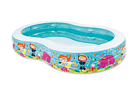 Детский виниловый надувной бассейн качественный Intex, детский прочный овальный надувной бассейн на дачу