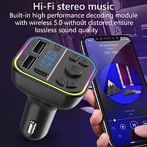 Car FM Player модулятор в авто G39 MP3 Bluetooth Трансмітер з RGB підсвічуванням, фото 2