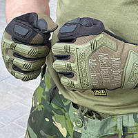 Военные тактические перчатки Mechanix M-Pact олива черный Полнопалые перчатки ЗСУ для самообороны