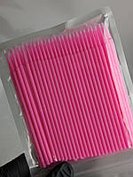 Микробраши (микроаппликаторы) для ламинирования ресниц и бровей (розовые), 100 шт