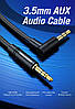 Кабель аудіо AUX Vention jack 3.5 мм — 3.5 мм M/M 90° Degrees gold-plated 0.5m Black (BAKBD-T), фото 7