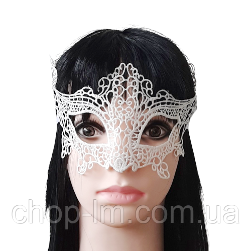 Маска біла жіноча ажурна на обличчя "Сніжинка"
