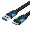 Дата кабель Vention USB 3.0 — Micro USB-B 10pin плоский 0.5 м Black (VAS-A12-B050), фото 6