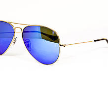 Окуляри сонцезахисні унісекс Ray Ban RB3025 Gold Blue Mirror, фото 2