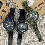 Тактичний багатофункціональний годинник Patriot 001BUSSO ССО Чорні з синім + Коробка, фото 2