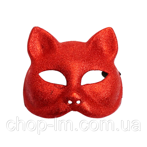 Маска "Кішка блискуча" (червона, карнавальна), фото 1