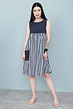📌 Жіноча Літня сукня із завищеною талією, у вертикальну смужку, з кишенями, софт | Норма та батал, фото 3