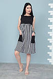 📌 Жіноча Літня сукня із завищеною талією, у вертикальну смужку, з кишенями, софт | Норма та батал, фото 4