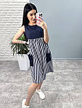 📌 Жіноча Літня сукня із завищеною талією, у вертикальну смужку, з кишенями, софт | Норма та батал, фото 8