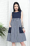 📌 Жіноча Літня сукня із завищеною талією, у вертикальну смужку, з кишенями, софт | Норма та батал, фото 7