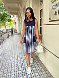 📌 Жіноча Літня сукня із завищеною талією, у вертикальну смужку, з кишенями, софт | Норма та батал, фото 6