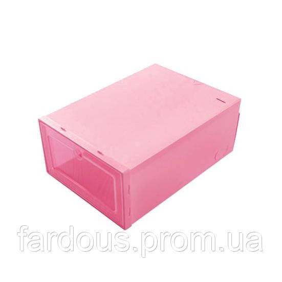 Складаний пластиковий органайзер контейнер для зберігання взуття. Рожевий