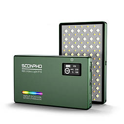 Накамерний LED освітлювач з акумулятором Soonpho P10 RGB Зелений