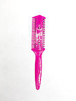 Парикмахерская расческа на два лезвия для филировки волос 17,5 см 1 шт. Темно розовый
