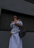 Женское платье летнее миди легкая невесомая ткань открытие плечи разрез на ноге белый, 42/44