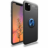 Чехол TPU Ring для Iphone 11 Pro Max бампер противоударный с кольцом Black-Blue