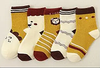 5шт.набор. Носки детские для девочки, мальчика , высокие носочки Размер L 6-8лет. На (16-18см.)