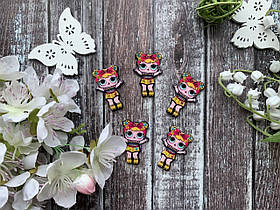 Кабошон "Лялька ЛОЛ (LOL) гульки жовті волосся зі стразами" 3,5 х 2 см, 20 шт/уп. оптом