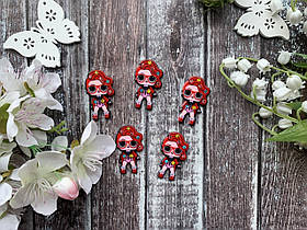 Кабошон "Лялька ЛОЛ (LOL) рок червоні волосся зі стразами" 3,5 х 2 см, 20 шт/уп. оптом