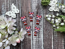 Кабошон "Лялька ЛОЛ (LOL) гульки червоні волосся зі стразами" 3,5 х 2 см, 20 шт/уп. оптом