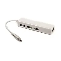 USB-хаб PowerPlant CA910397 Type-C (тато) - 3 x USB (мама) + RJ45USB 2.0