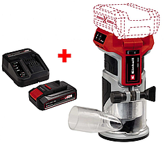 Потужний фрезер акумуляторний безщітковий окантовочний Einhell TP-ET 18 Li BL - Solo : з АКБ 18 V 2.5 Ah + ЗП, об.х.х 30000 об/хв