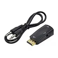 Переходник STLab HDMI (тато) - VGA (мама) Black + аудио кабель