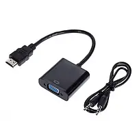 Переходник Proinstal HDMI (тато) - VGA (мама) Black + аудио кабель