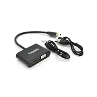 Перехідник Proinstal HDMI (тато) - VGA (мама) HDMI (мама) Black + 2 кабеля