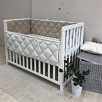 Стьобаний бортик - захист у дитяче ліжко капучино/білий