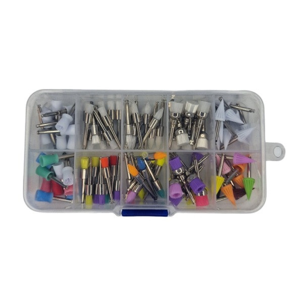 Набір кольорових щіток для полірування зубів, нейлонові та гумові 100 шт., фото 1