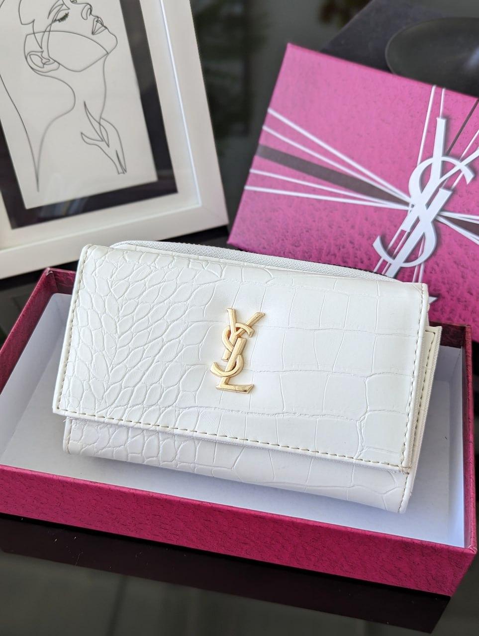 Жіночий гаманець Saint laurent конверт рептилія — Ів Сен Лоран білий